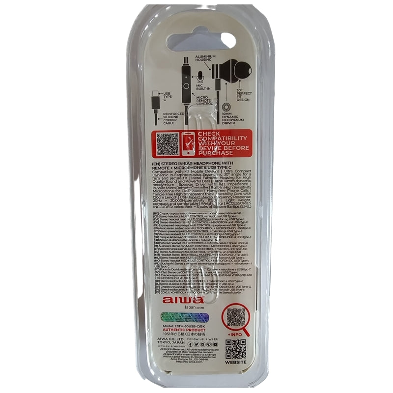 AIWA AURICULARES BOTON TYPE-C ESTM-50 ROJO