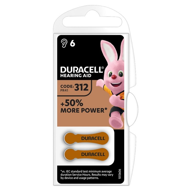 DURACELL HEARING BATTERY DA312 1.45V EASYTAB BLISTER*6
