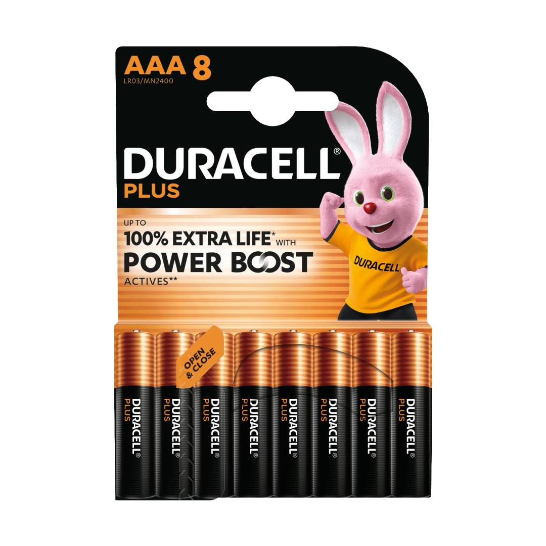 DURACELL PLUS POWER BOOST PILA ALCALINA AAA LR03 BLISTER*8