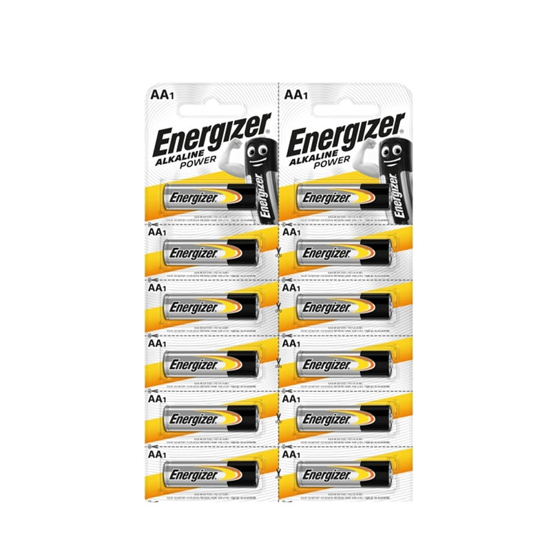 ENERGIZER ALKALINE POWER PILA ALCALINA AA LR6 TIRA TROQUEL*12