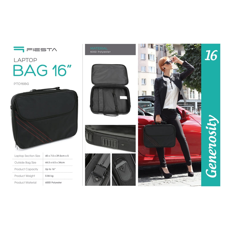 FIESTA MALETIN PORTATIL 15,6" GENEROSITY PTO16BG NEGRO