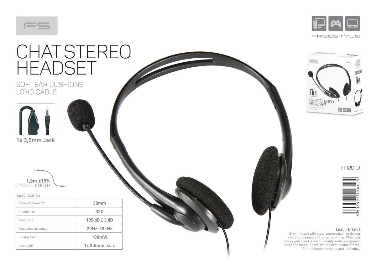 FIESTA AURICULAR + MIC PC CONTROL VOLUMEN JACK 1*3.5MM NEGRO FH2010