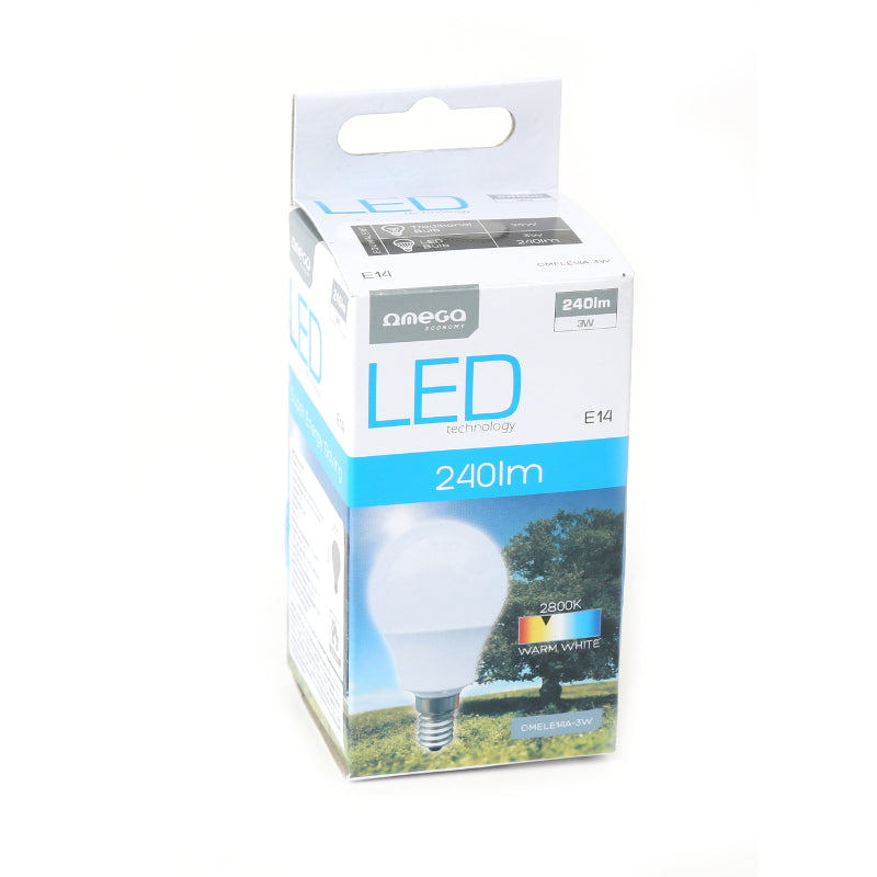 OMEGA BOMBILLA LED COMFORT 3W E14 ESFERICA 2800K 270lm