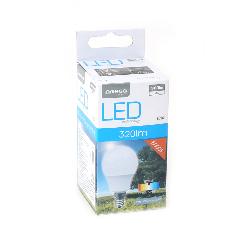 OMEGA BOMBILLA LED COMFORT 4W E14 ESFERICA 6000K 350lm