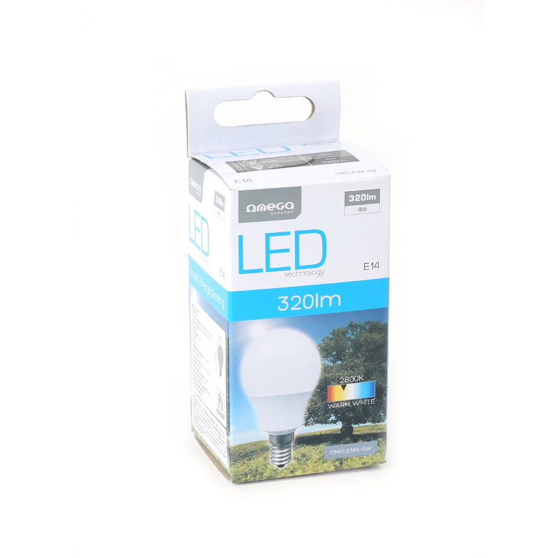OMEGA BOMBILLA LED COMFORT 4W E14 ESFERICA 2800K 350lm