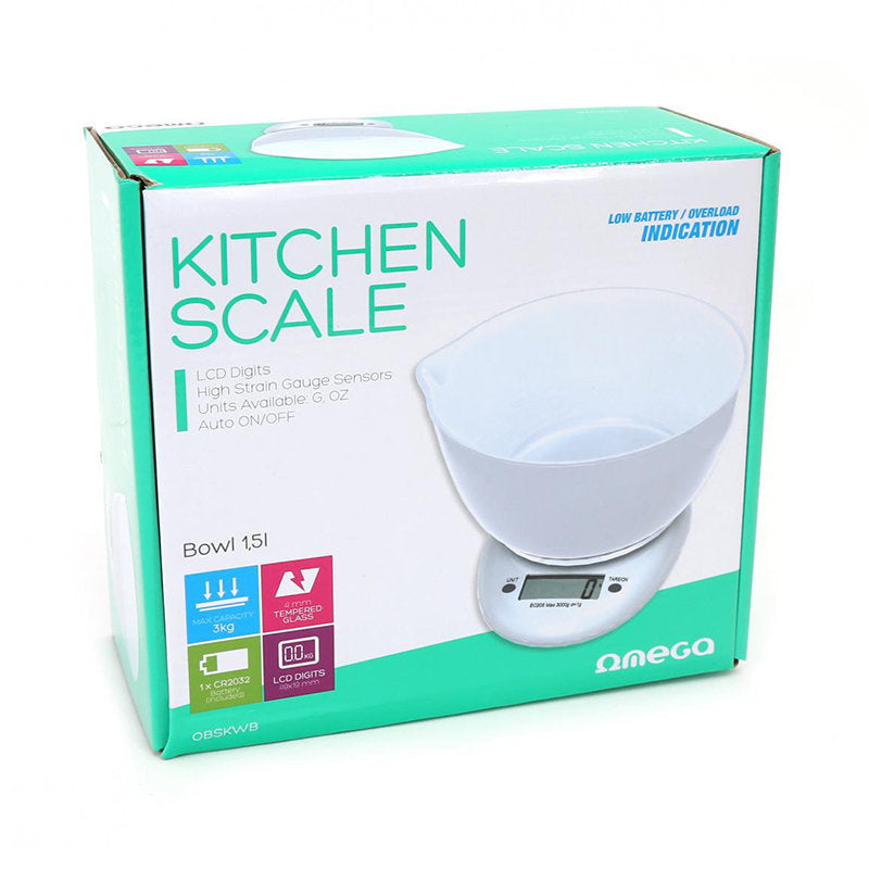 OMEGA BASCULA DE COCINA DIGITAL BLANCO OBSKWB