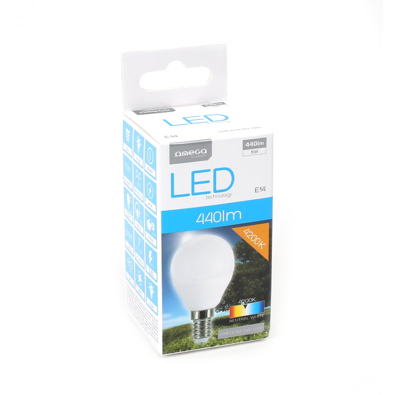 OMEGA BOMBILLA LED COMFORT 5W E14 ESFERICA 4200K 440lm