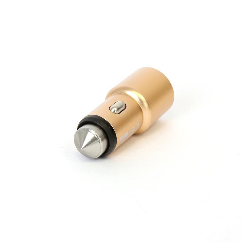 OMEGA CARGADOR MECHERO COCHE METAL 2xUSB 5V 2.1A DORADO