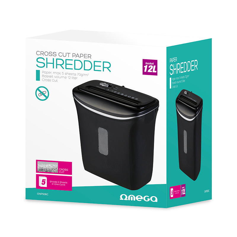 OMEGA DESTRUCTORA PAPEL MICRO CORTE 5 HOJAS 12L ONP506C