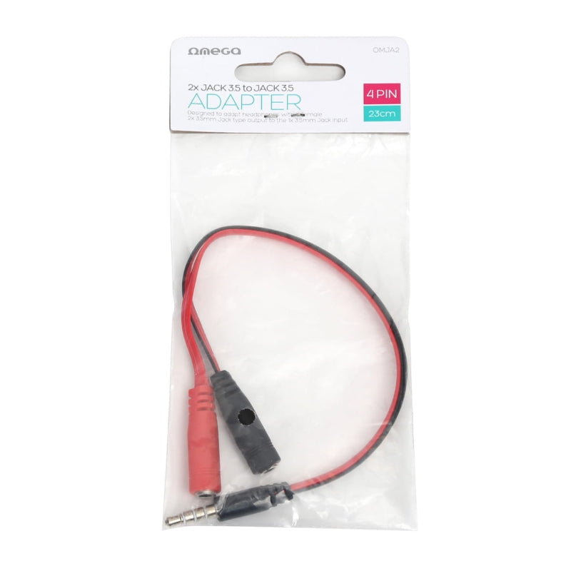 OMEGA ADAPTADOR JACK 2*3.5MM (HEMBRA) - JACK 3.5MM (MACHO)