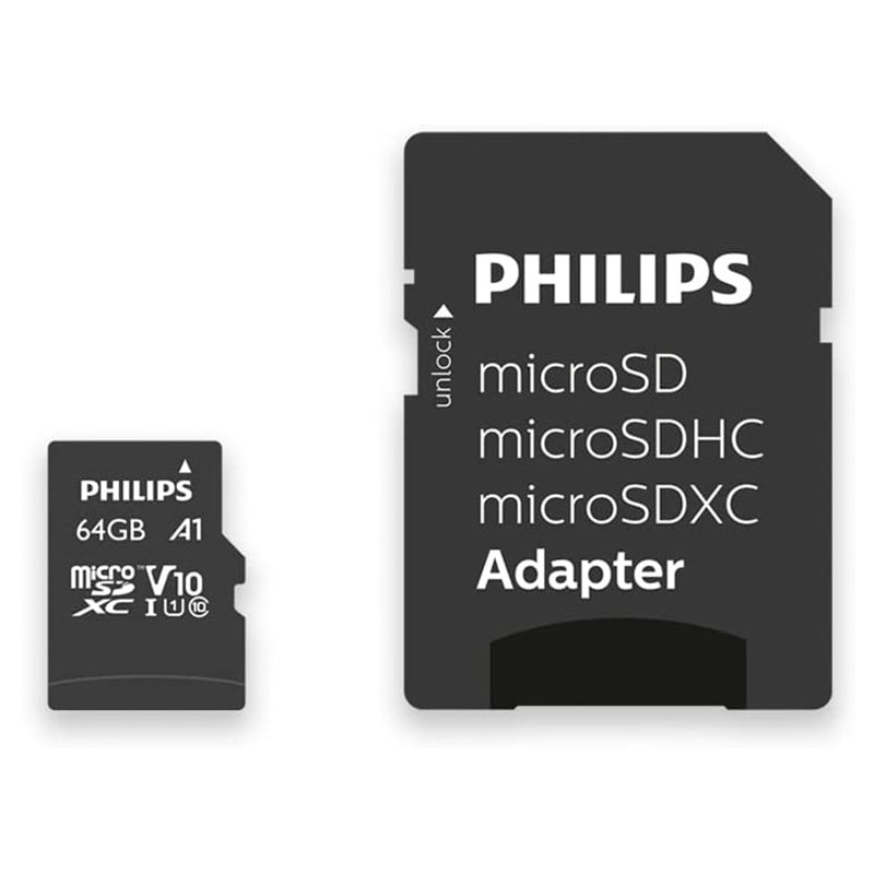 PHILIPS TARJETA microSD 64GB CLASE 10 + ADAPTADOR