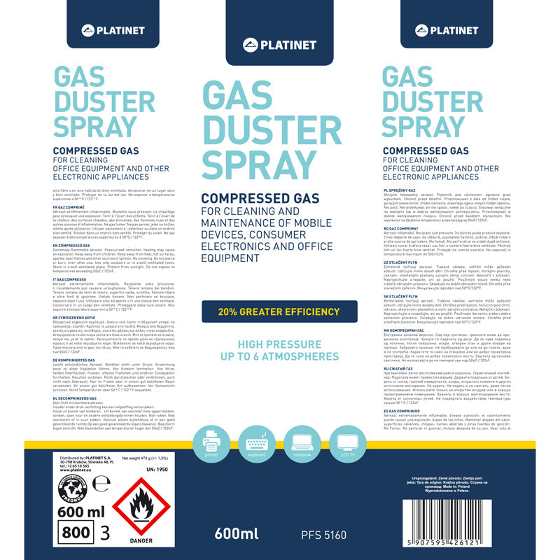 PLATINET GAS COMPRIMIDO 600ML