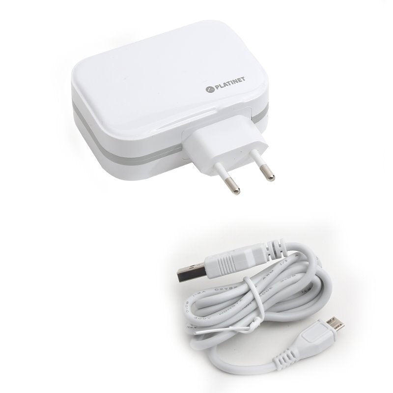 PLATINET CARGADOR PARED 4xUSB 6,8A + cable microUSB 1M BLANCO