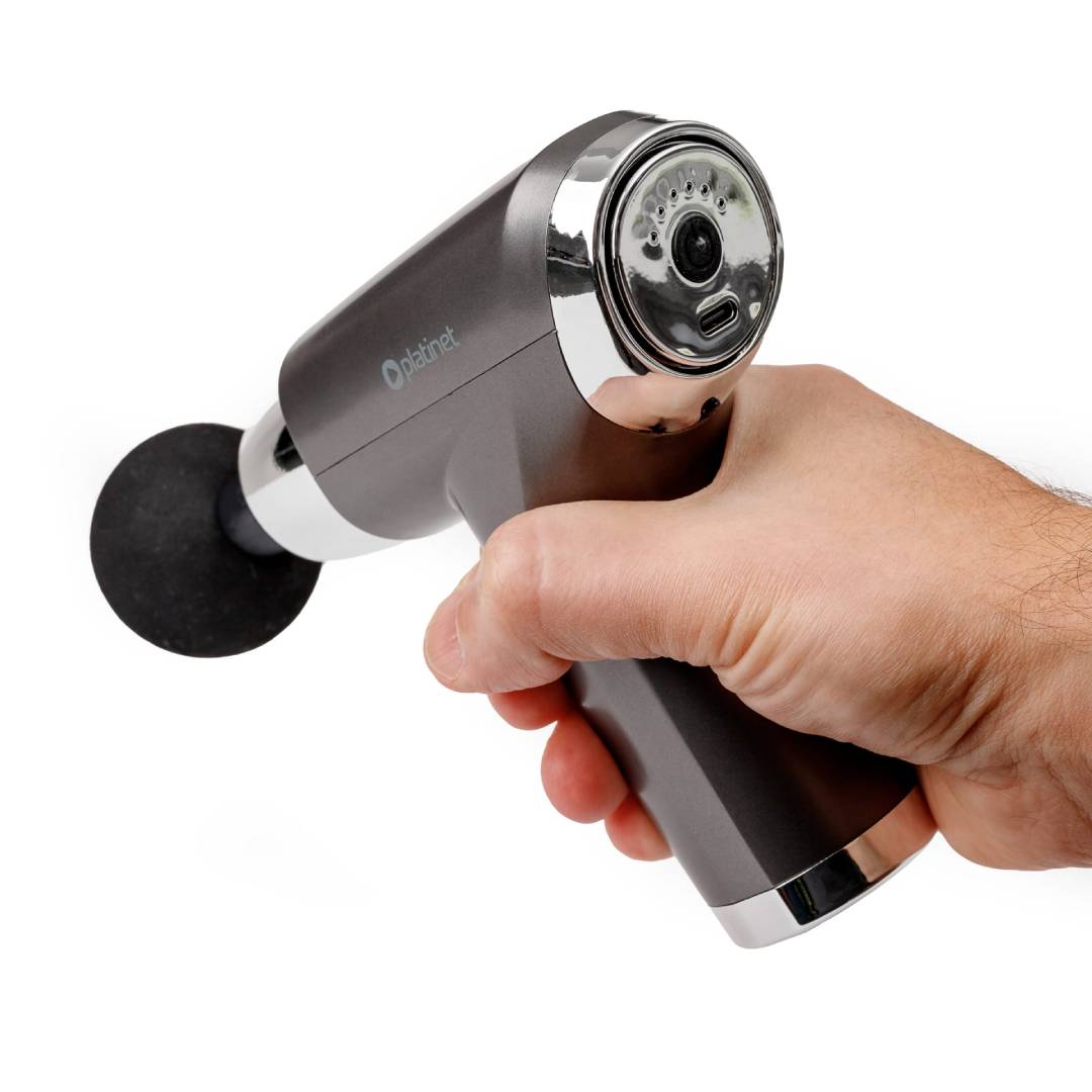 PLATINET PISTOLA MASAJEADORA 1200mAh 1800-3200RPM 4 CABEZALES