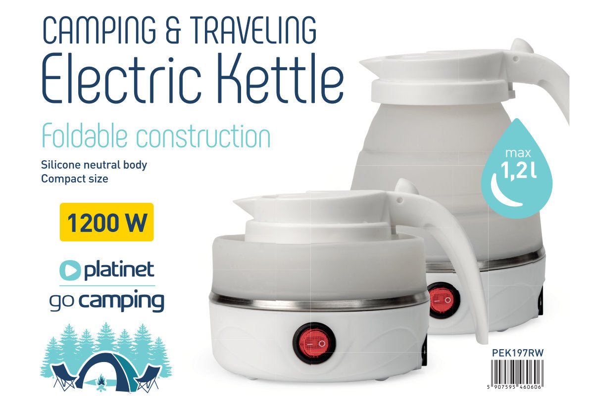 PLATINET HERVIDORA ELECTRICA 1,2L 1200W SILICONA PLEGABLE BLANCO