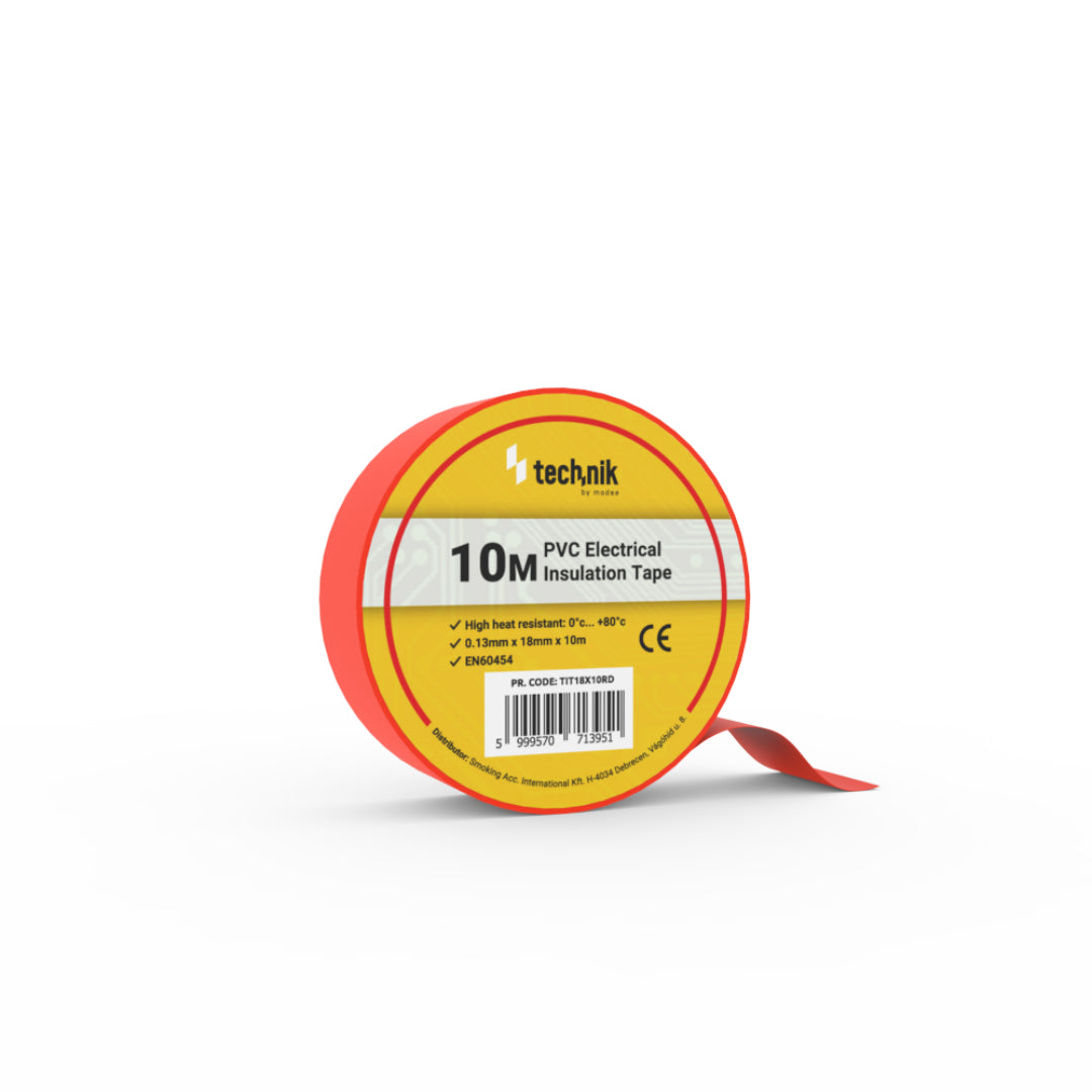 TECHNIK CINTA AISLANTE PVC 0.13x18MM 10 METROS ROJO
