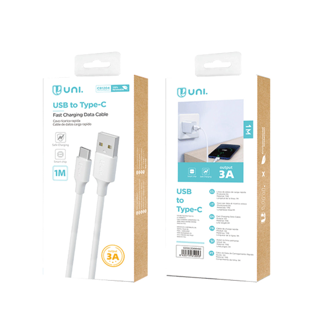 UNICO CB1204 CABLE USB A TIPO-C 3.4A 1M BLANCO