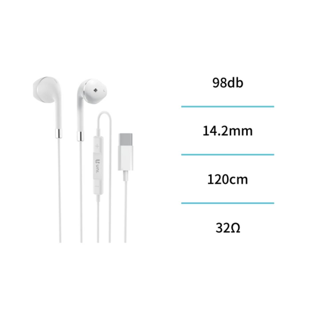 UNICO EP2109 AUSCULTADOR COM CABO TIPO C SEMI IN-EAR MICRO BRANCO