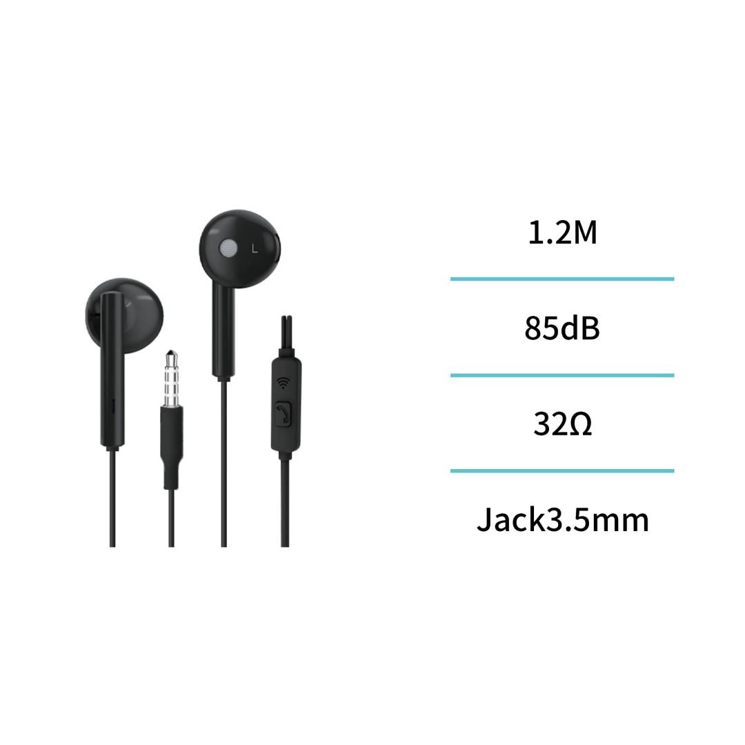UNICO EP2600 AUSCULTADOR CABO JACK 3,5MM SEMI IN-EAR MICRO PRETO