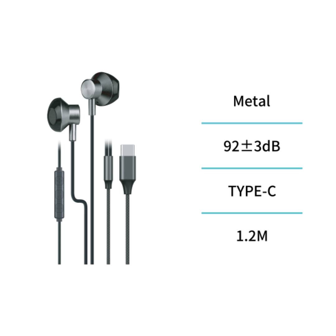 UNICO EP3009 AURICULARES CABLE TIPO-C SEMI IN-EAR MICRO MAGNETIC GRIS