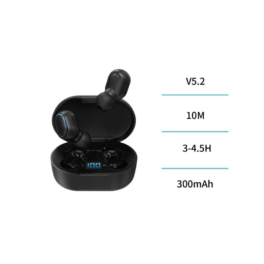 UNICO EP9062 AURICULARES BLUETOOTH 5.3 TWS HD LED POWER TYPE-C IN-EAR NEGRO
