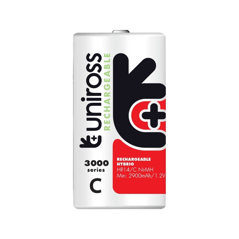 UNIROSS HYBRIO PILA RECARGABLE HR14 C 2900mAh BLISTER*2 3000 SERIE