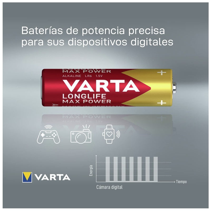 VARTA MAX POWER PILA ALCALINA AA LR6 BLISTER*4