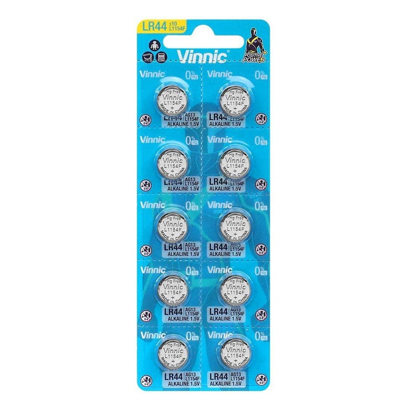 VINNIC PILA BOTON ALCALINA AG13 L1154F LR44 BLISTER*10