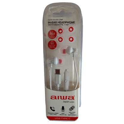 AIWA FONES DE OUVIDO BOTÃO TIPO-C ESTM-50 BRANCO