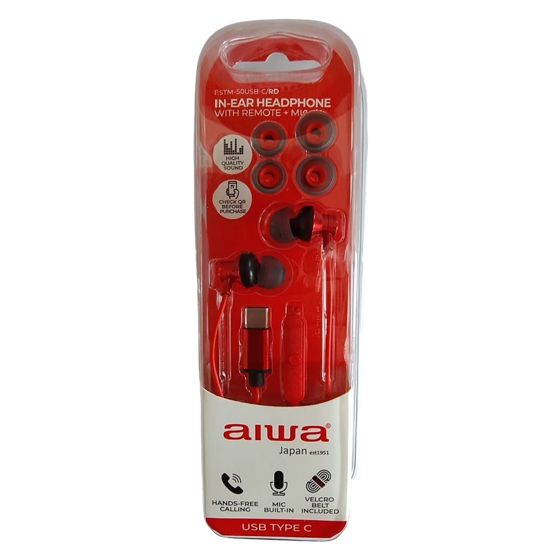 AIWA FONES DE OUVIDO BOTÃO TIPO-C ESTM-50 VERMELHO