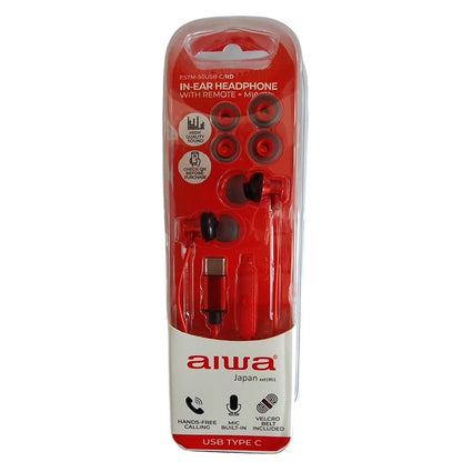 AIWA FONES DE OUVIDO BOTÃO TIPO-C ESTM-50 VERMELHO
