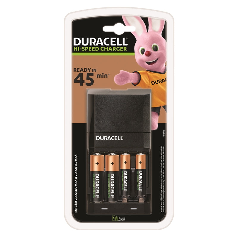 DURACELL CARGADOR RAPIDO 45MIN. + 2xAA 1700mAh + 2xAAA 750mAh