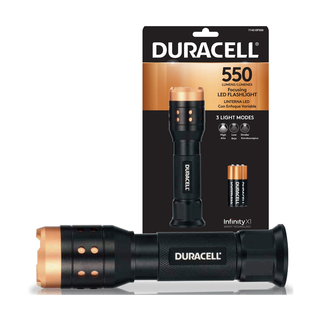 LANTERNA LED DURACELL 550 LUMENS ALUMÍNIO 100M 3xAAA