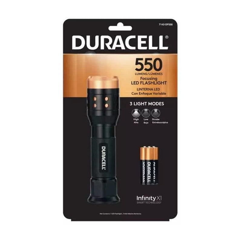 LANTERNA LED DURACELL 550 LUMENS ALUMÍNIO 100M 3xAAA