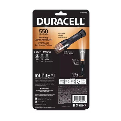 LANTERNA LED DURACELL 550 LUMENS ALUMÍNIO 100M 3xAAA