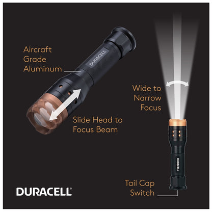 LANTERNA LED DURACELL 550 LUMENS ALUMÍNIO 100M 3xAAA
