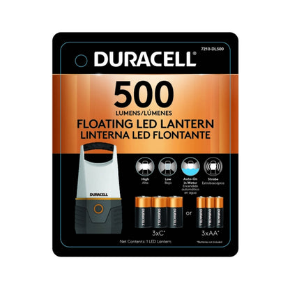 LANTERNA DE CAMPING LED DURACELL 500 LUMENS 12-40HRS.
