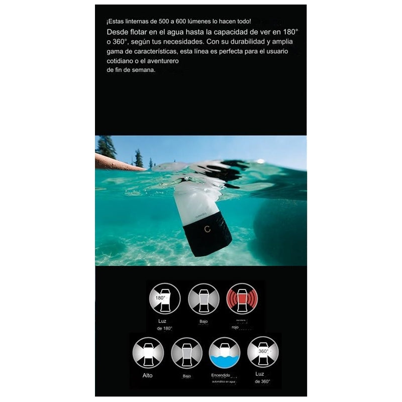 LANTERNA DE CAMPING LED DURACELL 500 LUMENS 12-40HRS.