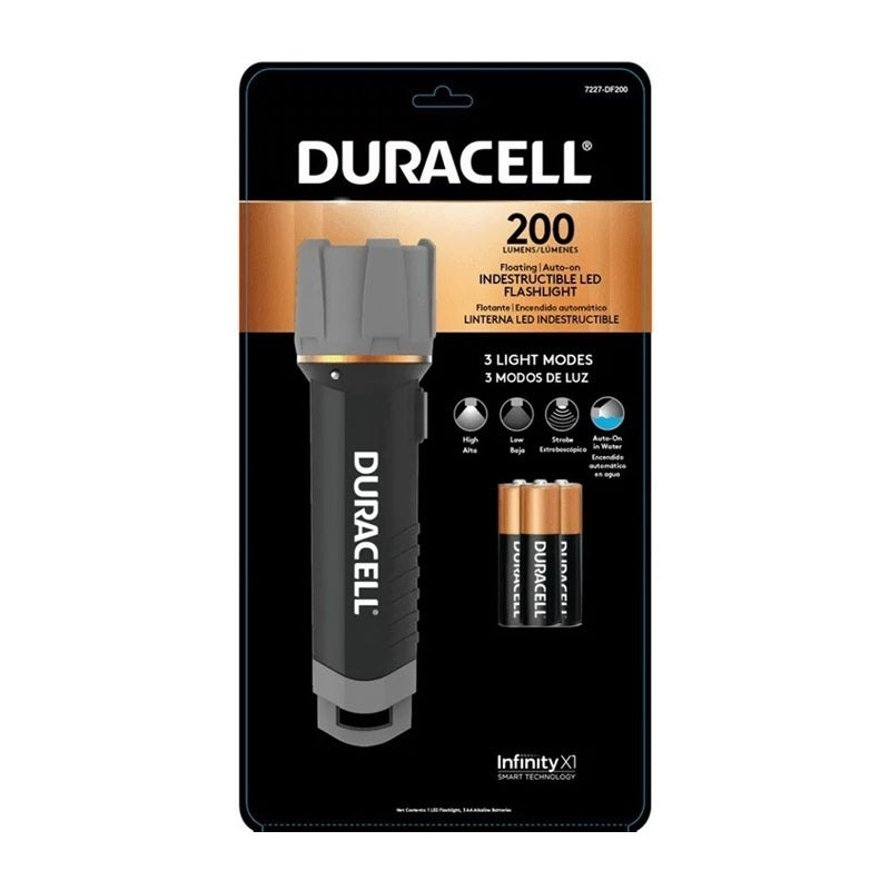 LANTERNA LED DURACELL 200 LUMENS INDESTRUTÍVEL 150M 3xAAA