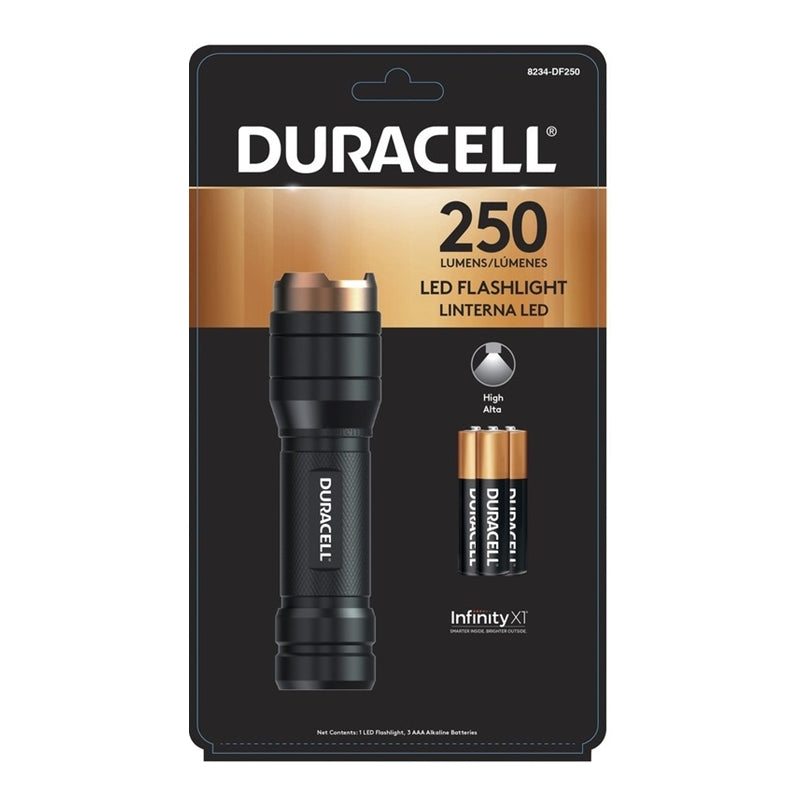 LANTERNA LED DURACELL 250 LUMENS ALUMÍNIO 180M 3xAAA