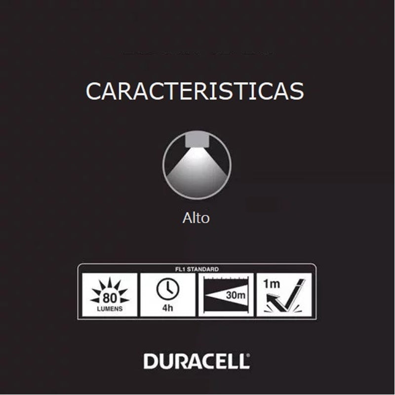 LANTERNA LED DURACELL 250 LUMENS ALUMÍNIO 180M 3xAAA