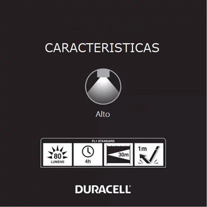 LANTERNA LED DURACELL 250 LUMENS ALUMÍNIO 180M 3xAAA