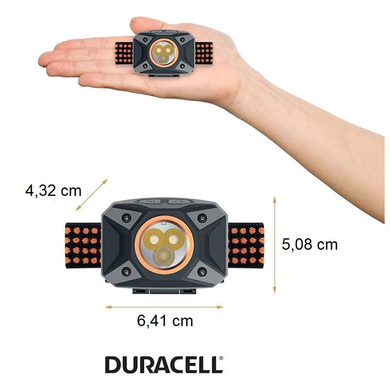 LANTERNA LED FRONTAL DURACELL 450 LUMENS 60M 3xAAA