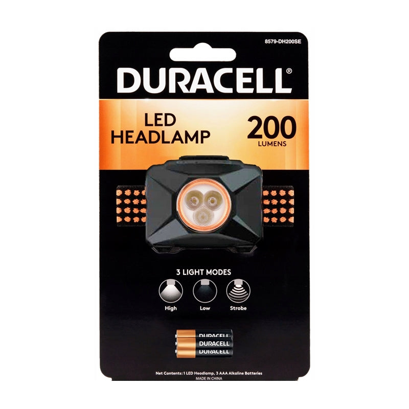LANTERNA LED FRONTAL DURACELL 200 LUMENS 60M 3xAAA