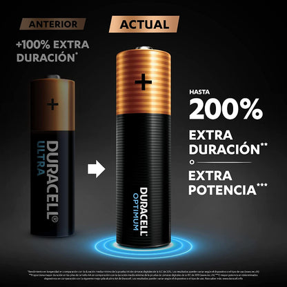 PILHA ALCALINA DURACELL OPTIMUM 200 AA LR6 BLISTER*4