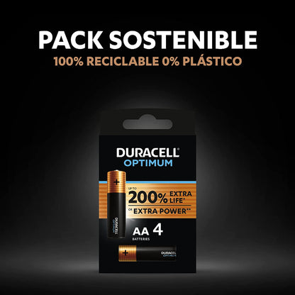 PILHA ALCALINA DURACELL OPTIMUM 200 AA LR6 BLISTER*4
