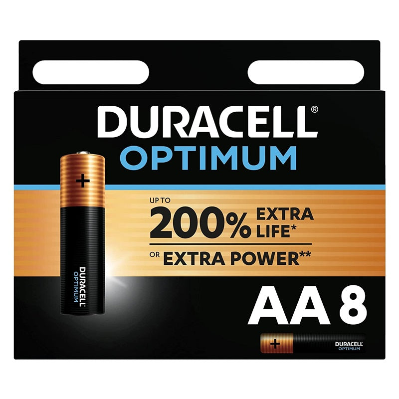 PILHA ALCALINA DURACELL OPTIMUM 200 AA LR6 BLISTER*8