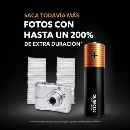 PILHA ALCALINA DURACELL OPTIMUM 200 AA LR6 BLISTER*8