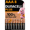 DURACELL PLUS POWER 100 PILA ALCALINA AAA LR03 BLISTER*8