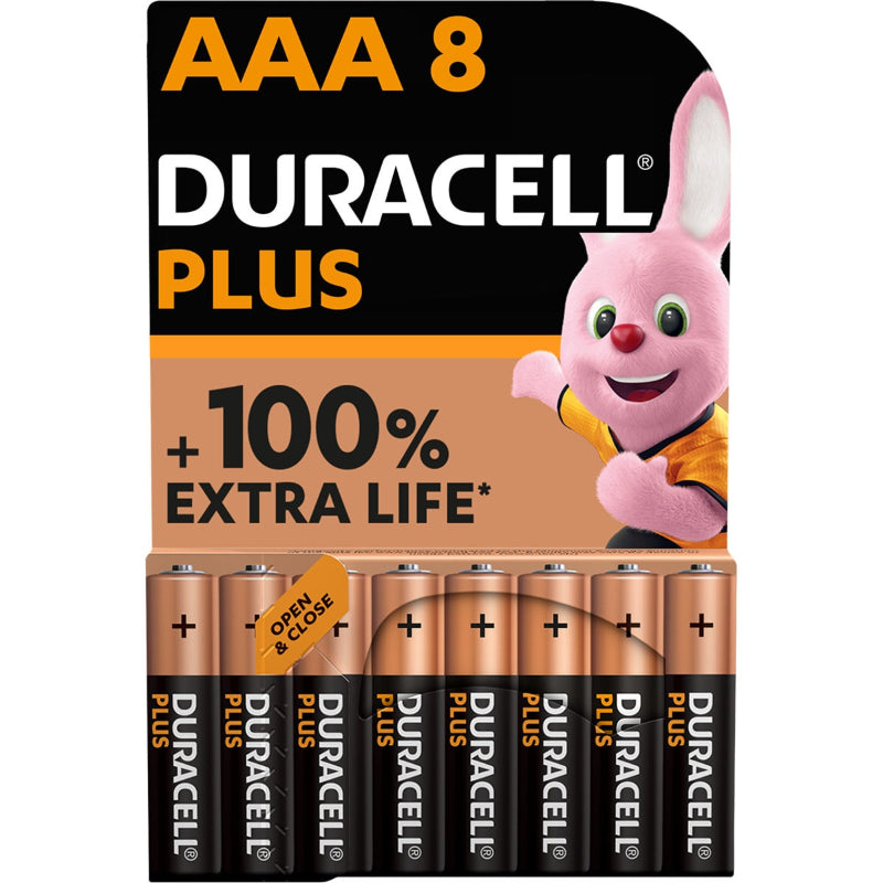PILHA ALCALINA DURACELL PLUS POWER 100 AAA LR03 BLISTER*8